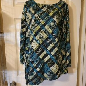 Susan Graver Asymetrical Hem Sweater Knit Tunic w/Side Slit Size M